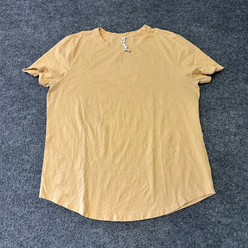 Lululemon T-Shirt Womens Size 8 Yellow Pima Cotton Love Crew Short Sleeve Yoga
